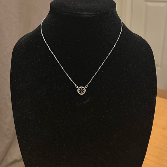 Tory Burch Jewelry - Tory Burch Silver and Crystal Pave Pendant Necklace